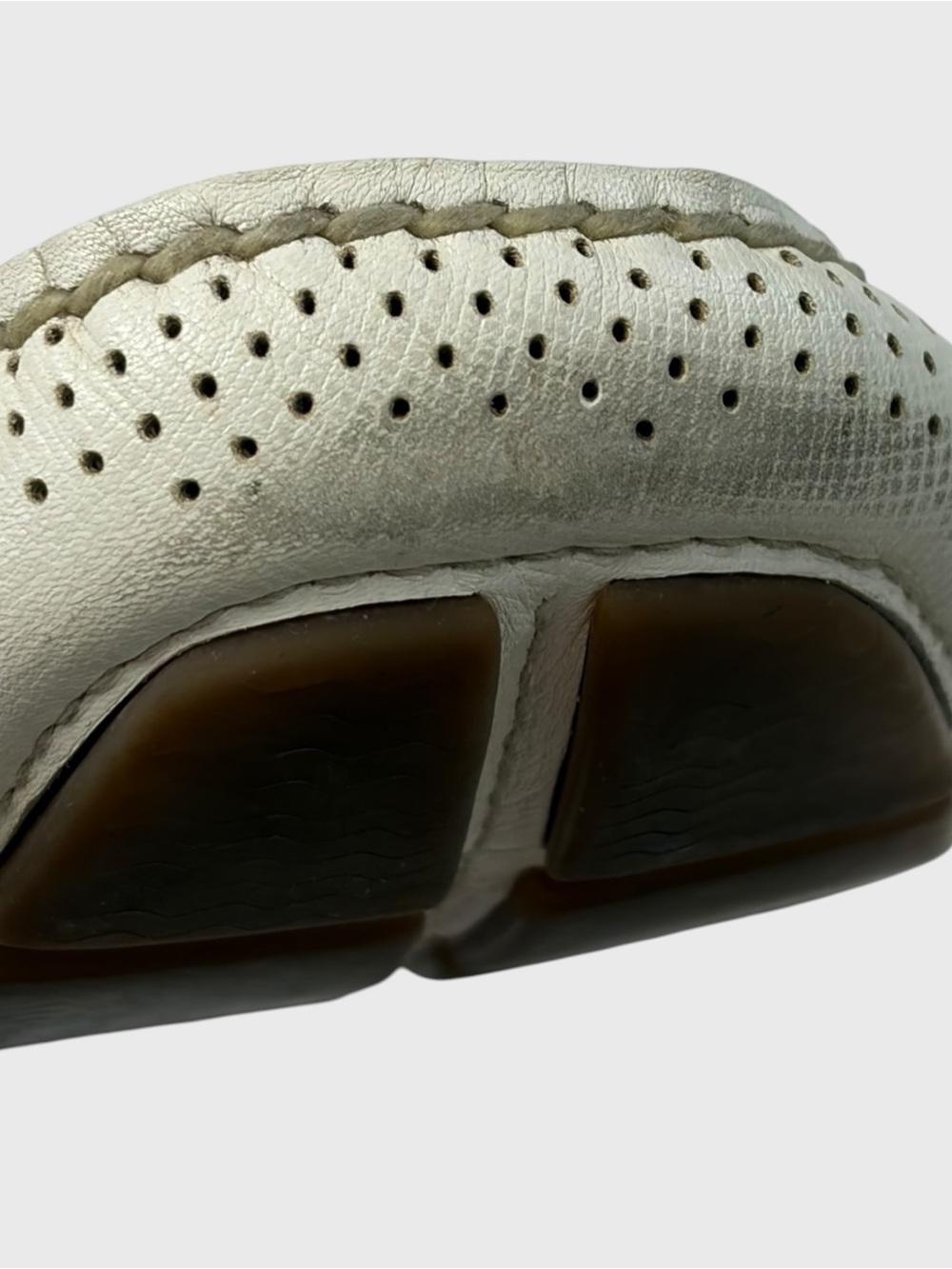 PRADA White Perforated Leather Driving Moccasins Prada Size 7 US Men’s Size 8 - Picture 12 of 13